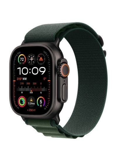 Apple Watch Ultra 2 Titan Schwarz Alpine Loop Dunkelgrün