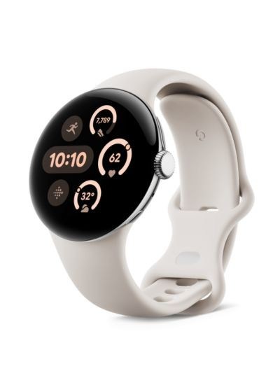 Google Pixel Watch 3 Bluetooth/WLAN 41 mm Aluminiumgehäuse in Polished Silver / Sportarmband in Porcelain