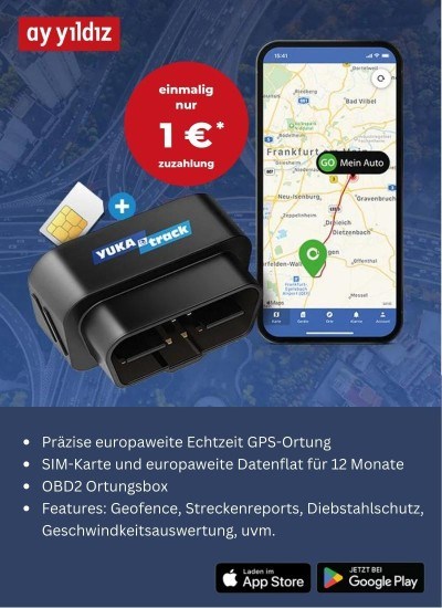 YUKAtrack OBD2 GPS Ortung Europaweit inkl. SIM-Karte und Datenflat 