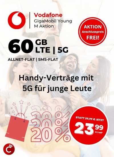 Vodafone GigaMobil Young M ohne Smartphone ohne GigaKombi Rabatt